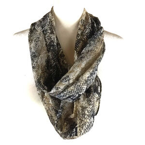 Snake Skin Print Infinity Scarf Gray Black Brown 68 X 10